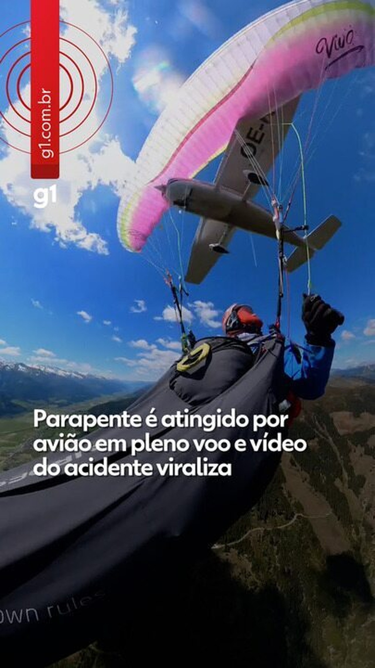 Parapente é atingido por avião em pleno voo e VÍDEO do acidente viraliza nas redes sociais